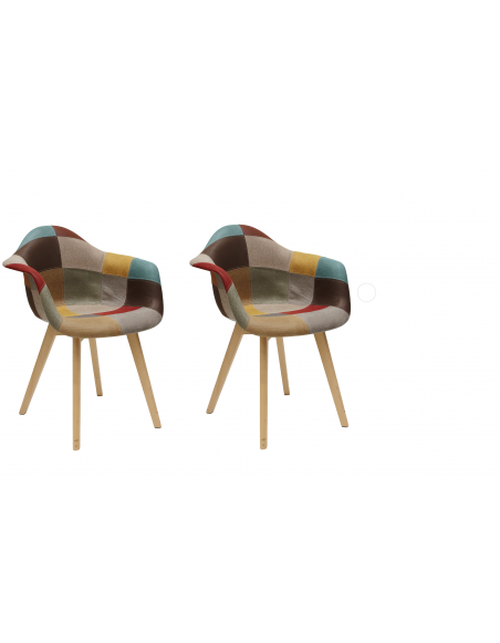 Lot de 2 fauteuils Patchwork Louisiane - Multicolore