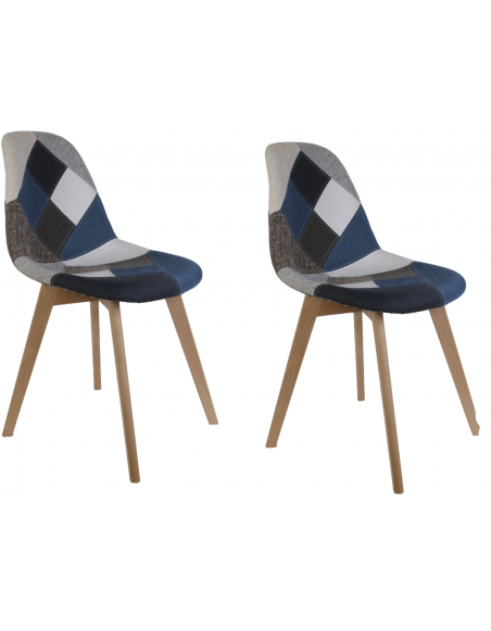 Lot de 2 chaises Patchwork - Bleu
