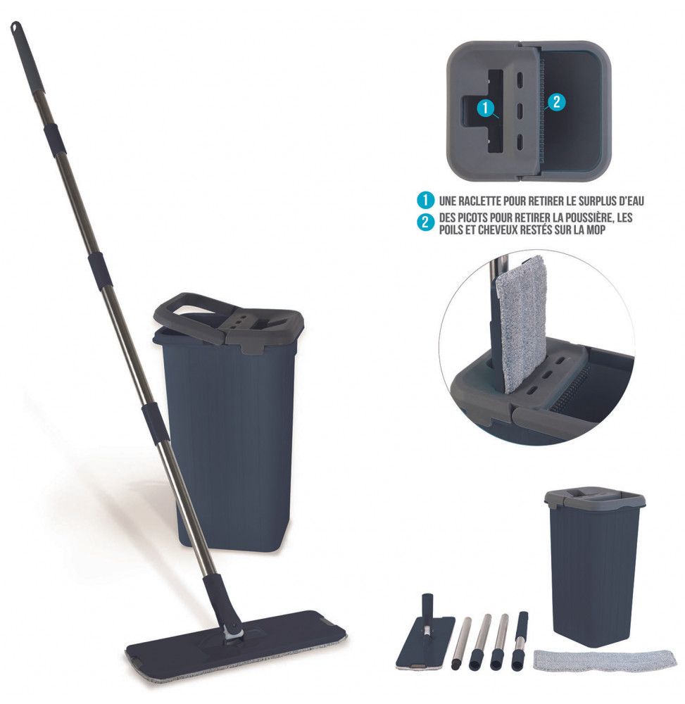 Seau essoreur 4L - Balai microfibres inclus