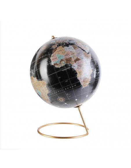 Globe terrestre - Noir et or - D 21 cm - Décoration bureau