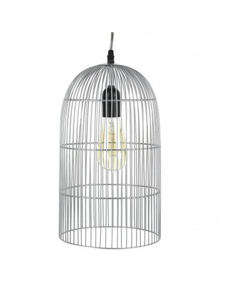 Suspension cage filaire 20x80 cm - Plafonnier argent mat