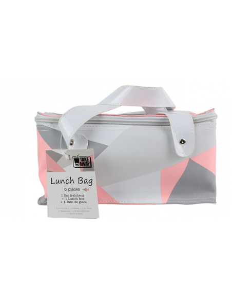 Lunch bag - Scandinave rose et gris pastel - Lunch box et pain de glace inclus