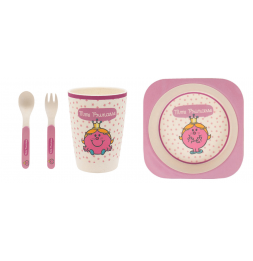 Coffret de Vaisselle Bébé Bambou Rose Princesse