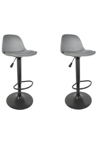 Lot de 2 chaises de bar - Isak - H 104 cm - Gris