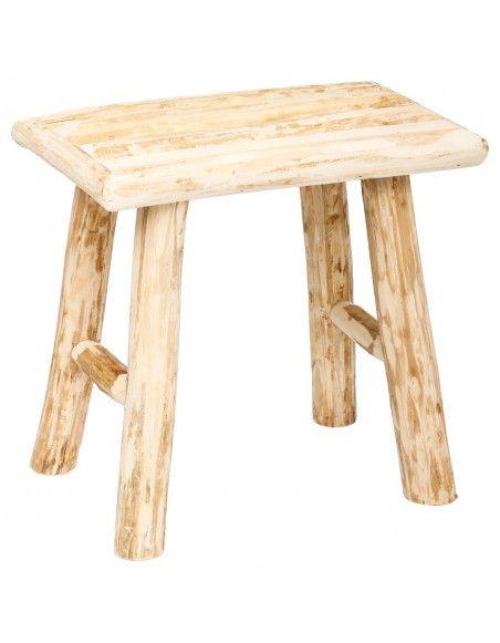 Tabouret Woody - Effet bois brut - H 32 cm