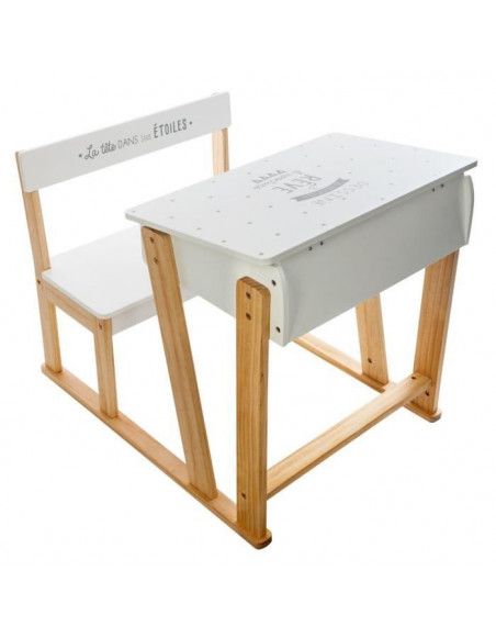 Pupitre d'écriture en bois avec assise et bureau - Blanc - Meuble pour enfant
