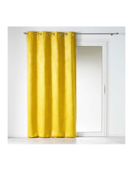 Rideau à oeillets 140 x 240 cm - Occultant - Velours Frappé Tropicaline - Jaune
