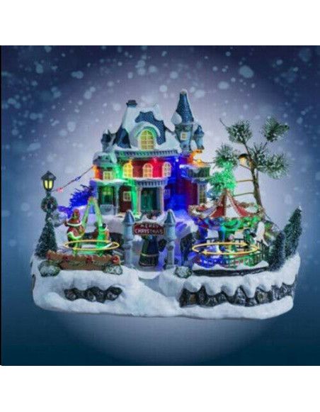 Parc d'attraction de Noël motorisé et éclairé LED - Décoration village de Noël