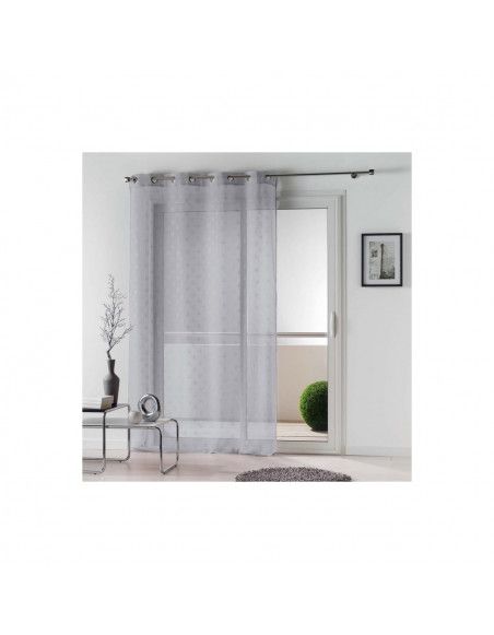 Panneau à oeillets - 140 x 240 cm - Voile sablé applique - Damina - Gris