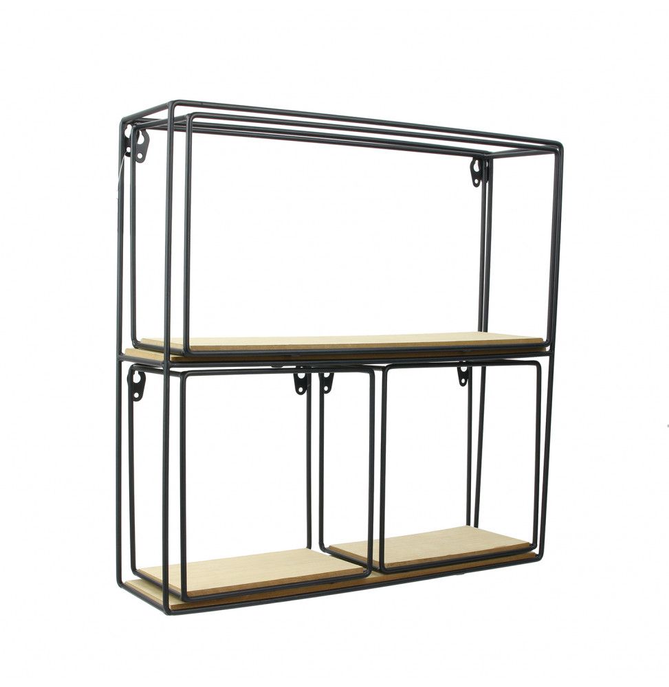 Étagère 4 pièces bois et métal - 38 x 38 x 10 cm