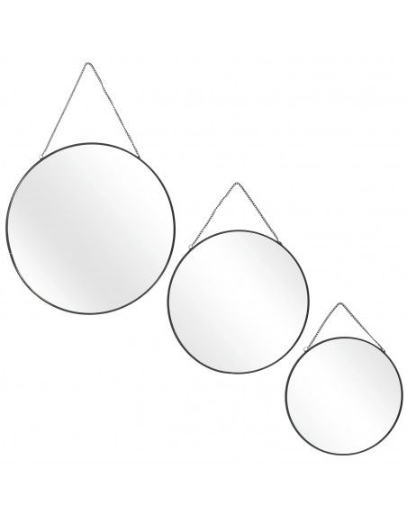 Trois miroirs ronds avec chainette