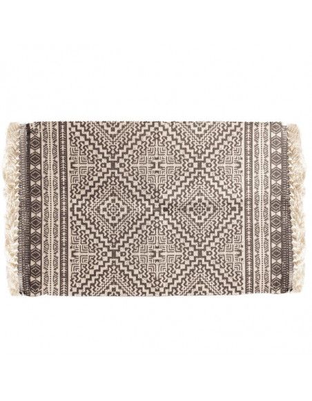 Tapis ethnique à franges - Motif losanges - 60 x 90 cm