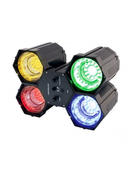Jeu de lumière 4 spots - 84 LEDs - Multicolore