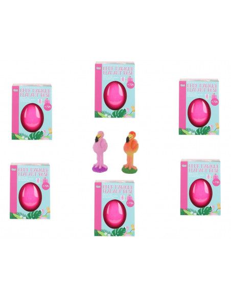 Oeuf magique - Flamant rose - 11 cm - Contenu surprise - Lot de 6