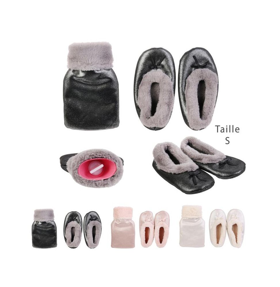 Chaussons taille S et bouillotte 500mL - Modèle aléatoire
