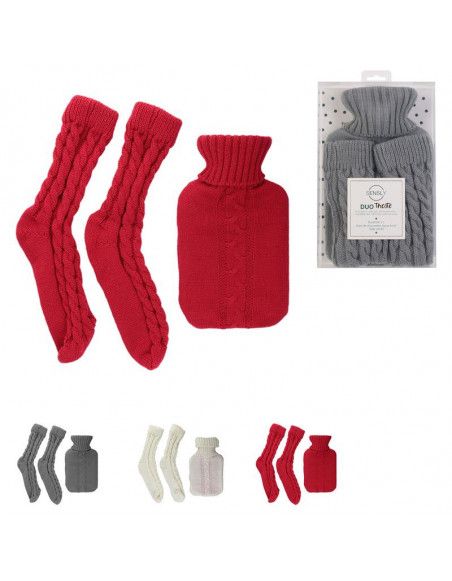 Chaussettes côtelées et bouillotte laine - 1L - Modèle aléatoire