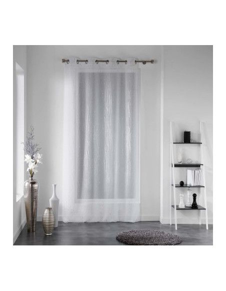 Panneau à oeillets - 140 x 240 cm - Voile sable applique - Filiane - Blanc