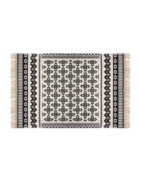 Tapis en coton - Noir et blanc - 120 x 170 cm