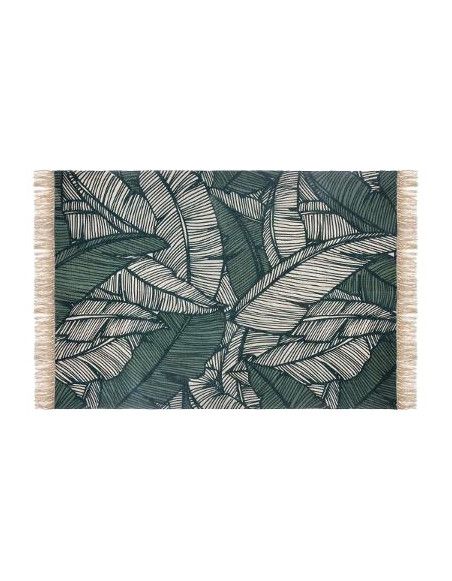 Tapis en coton à franges - Vert jungle - 120 x 170 cm