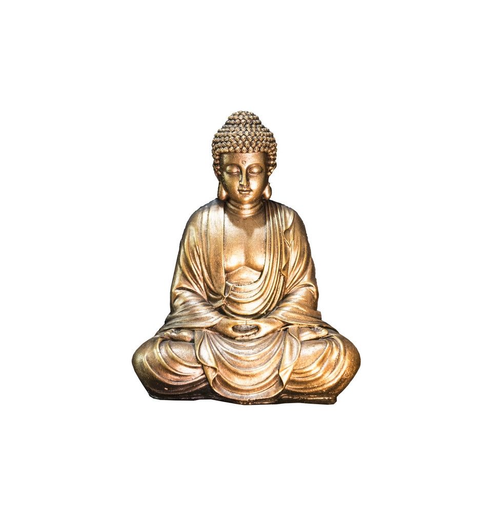 Statuette décorative Bouddha - L 10 x l 10 x H 20 cm - Doré