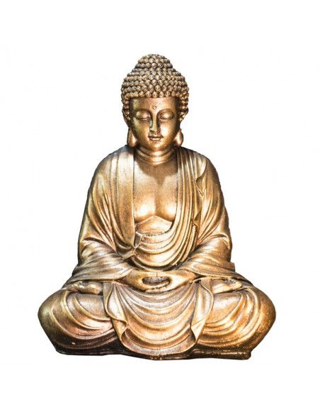 Statuette décorative Bouddha - L 10 x l 10 x H 20 cm - Doré