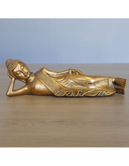 Statuette décorative Bouddha couché - L 20 x l 13 x H 5 cm - Doré