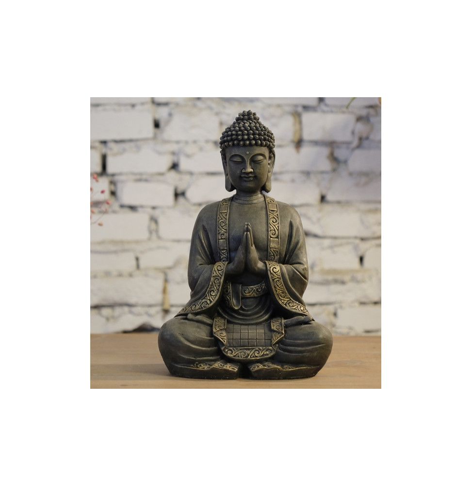 Grande statuette Bouddha méditation - L 25 x l 18 x H 40 cm