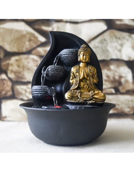 Fontaine Bouddha Praya - D 20 x H 22 cm - Polyrésine