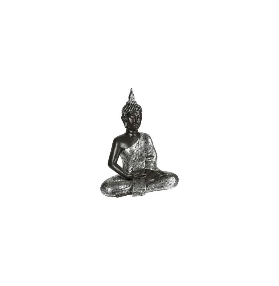 Statue Bouddha méditation - L 52 x l 30 x 63 cm - Marron et Argenté