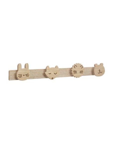 Patère murale animaux - L 55 x l 4,8 x H 8,5 cm - Beige
