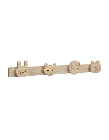 Patère murale animaux - L 55 x l 4,8 x H 8,5 cm - Beige