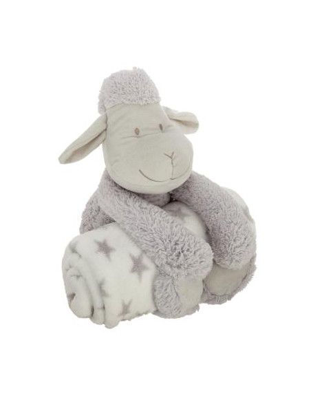 Doudou mouton + plaid - L 75 x l 100 cm - Gris