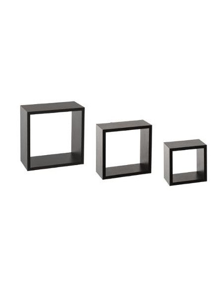 Lot de 3 petites étagères Fixy cube - Tailles différentes - Noir