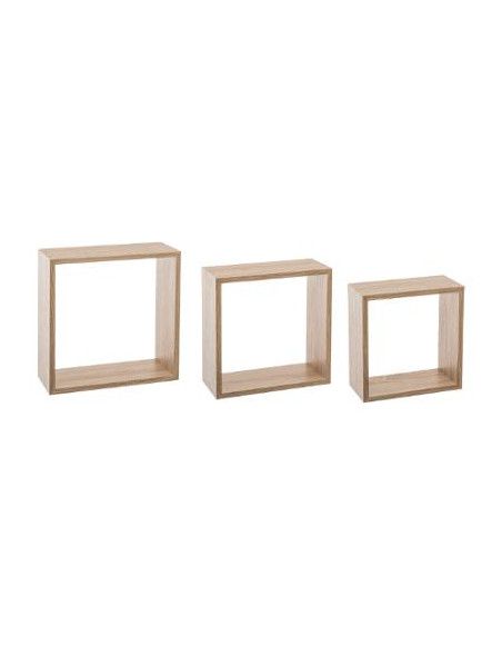 Lot de 3 grandes étagères Fixy cube chêne - Tailles différentes - Beige