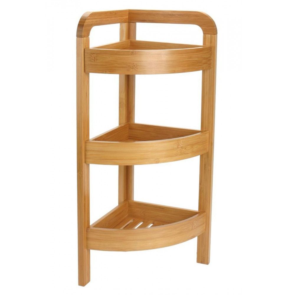 Etagère d'angle en bambou à 3 niveaux - Meuble de rangement
