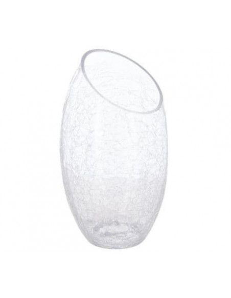 Vase en verre - H. 23 cm - Effet craquelé