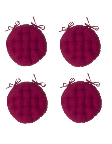 Galette de chaise ronde - Lot de  4 - D 38 cm - Rouge-violet