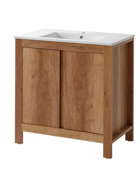 Ensemble meuble vasque salle de bain - Bois - 80 cm - Typical Oak