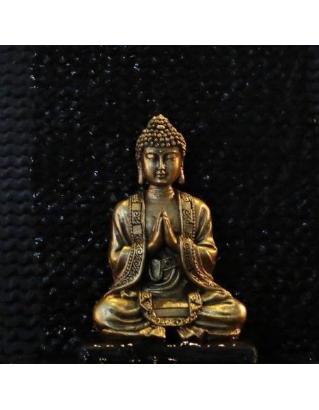 Statuette décorative Bouddha méditation - L 10 x l  5 x H 12 cm - Doré