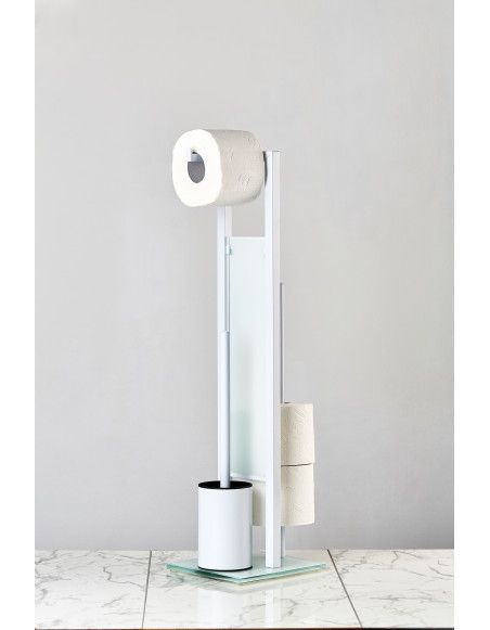 Combiné WC dérouleur papier et brosse WC - Rivalta - Blanc