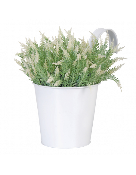 Pot jardinière en zinc - L 26,8 x l 16,3 x H 21,7 cm - Blanc