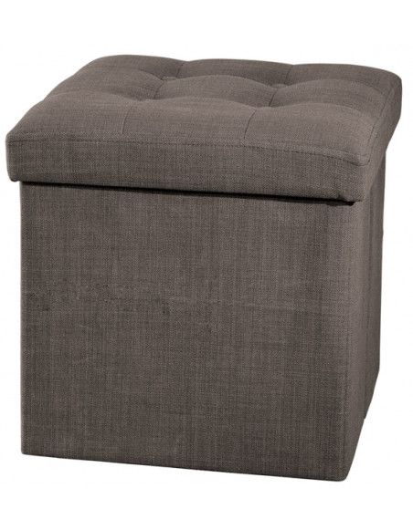 Pouf carré - Gris - Coffre de rangement pliable