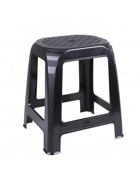 Tabouret en plastique - L 41 x l 36 x H 46 cm - Noir