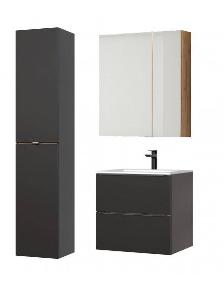 Ensemble meubles de salle de bain complet - Noir - 60 cm - Elise Black