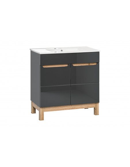Ensemble sous-vasque + vasque - Gris - 80 cm - Cintra Graphit