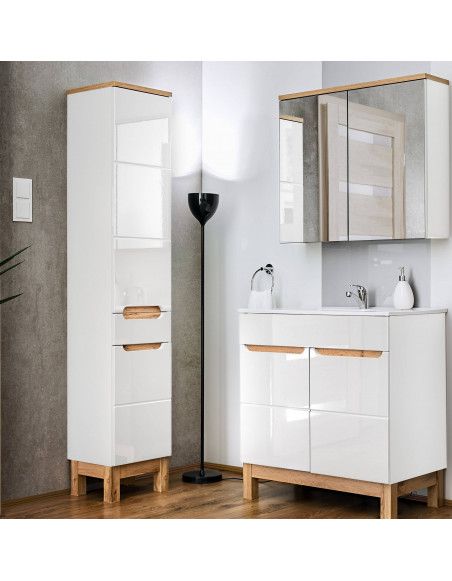 Ensemble meubles de salle de bain complet - Blanc - 80 cm - Cintra White