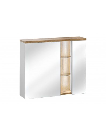 Cabinet de salle de bain avec miroir -  70 x 80 x 20 cm - Caraïbe White