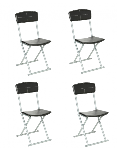 Lot de 4 chaises pliantes noires