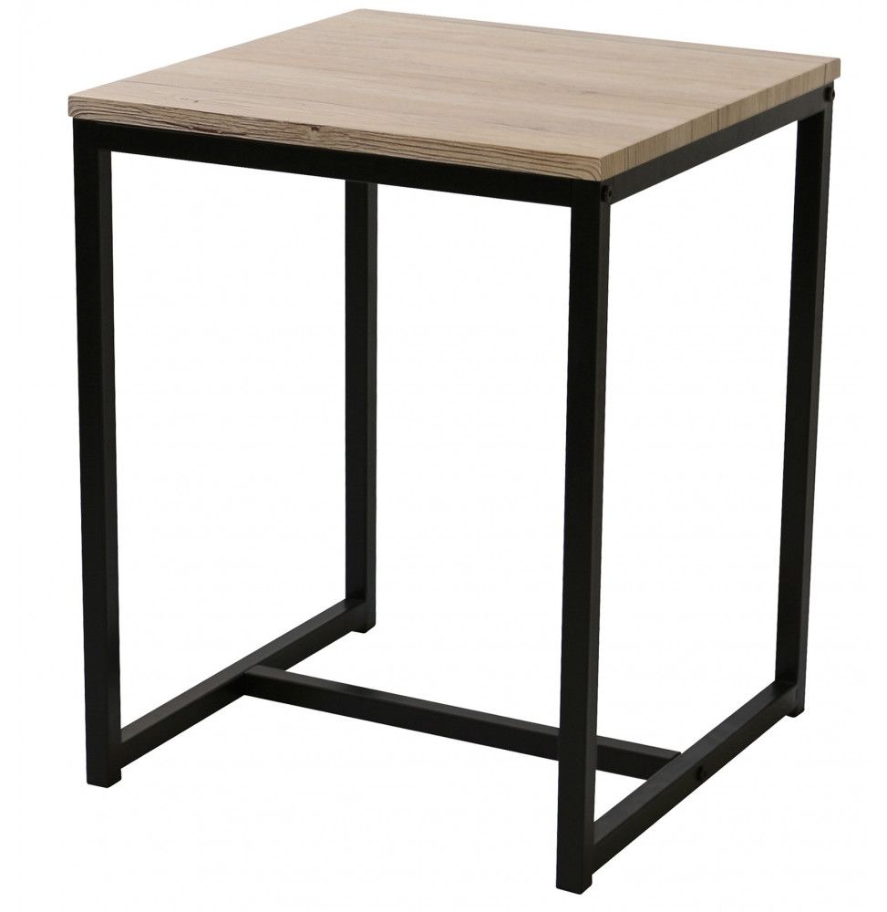 Table d'appoint - Effet bois et métal - 40 x 40 x 50 cm - Loft