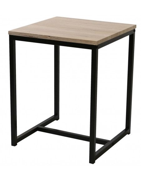 Table d'appoint - Effet bois et métal - 40 x 40 x 50 cm - Loft